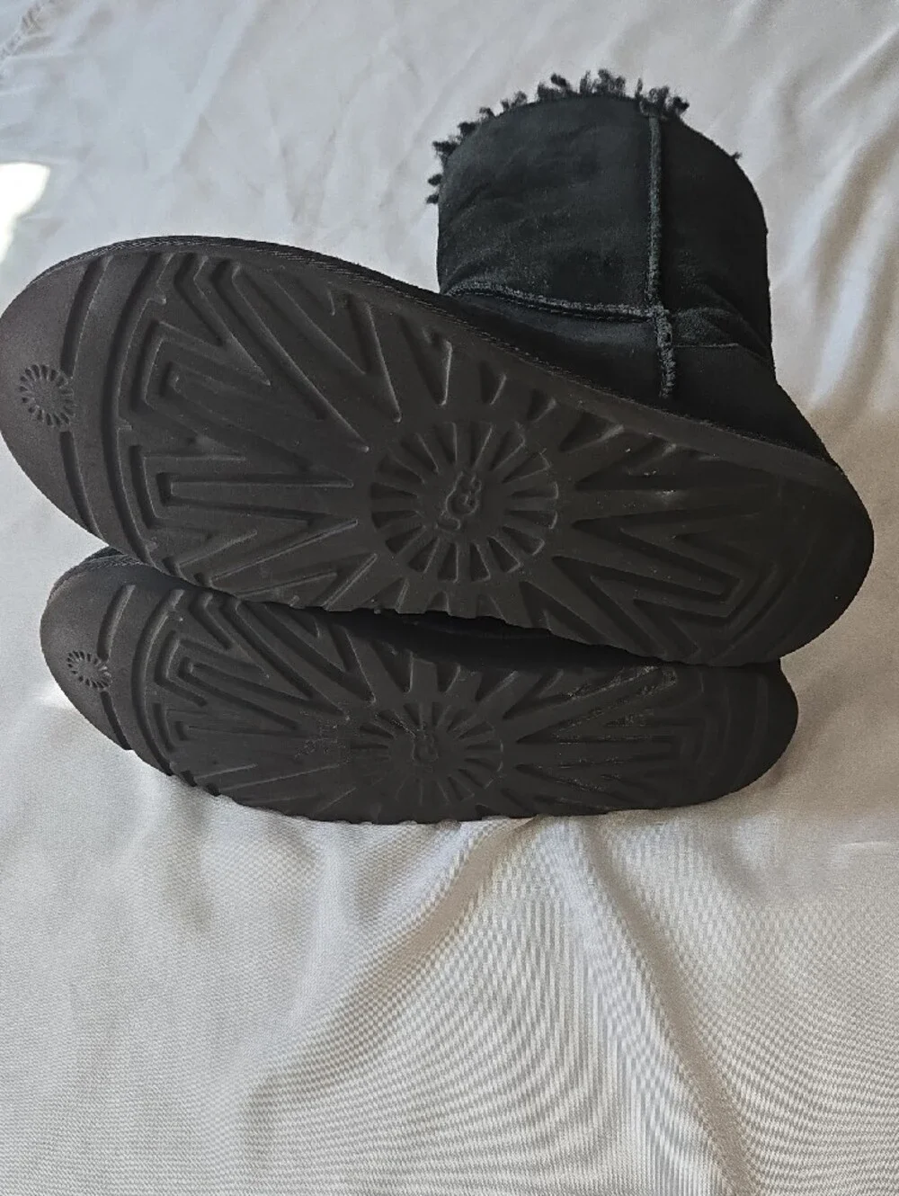 UGG Black Suede Shearling Mid-Calf Boots